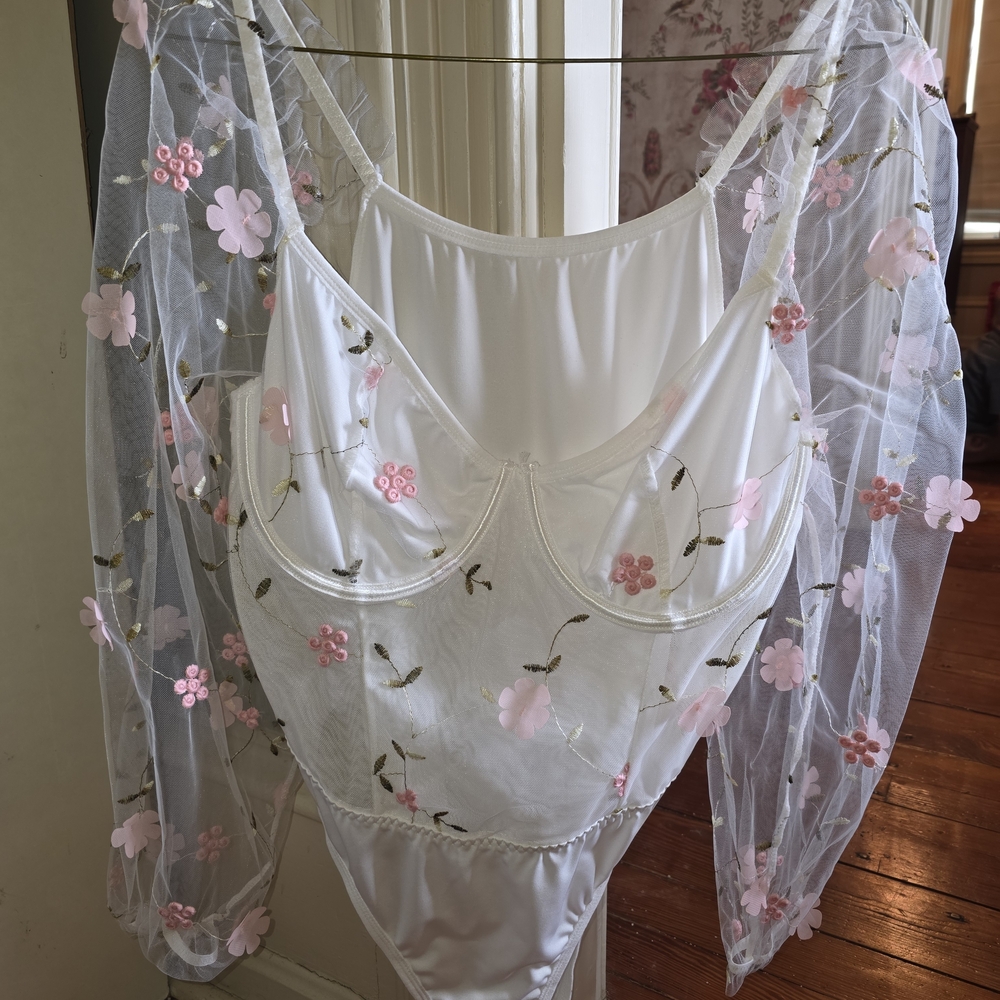 Floral Embroidered Sheer Bodysuit